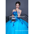 OEM fábrica China 2017 flores azules cielo Ruffles Quinceanera Prom Dresses vestido de bola vestido de fiesta formal de la fiesta